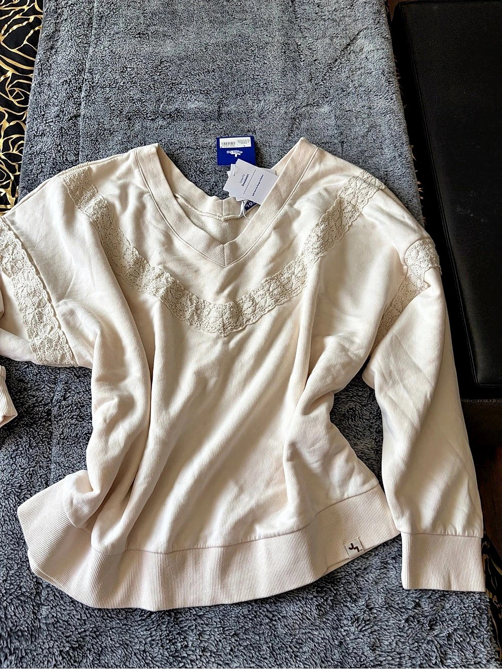 Lab Joy Lace Trim Sweatshirt in Cream